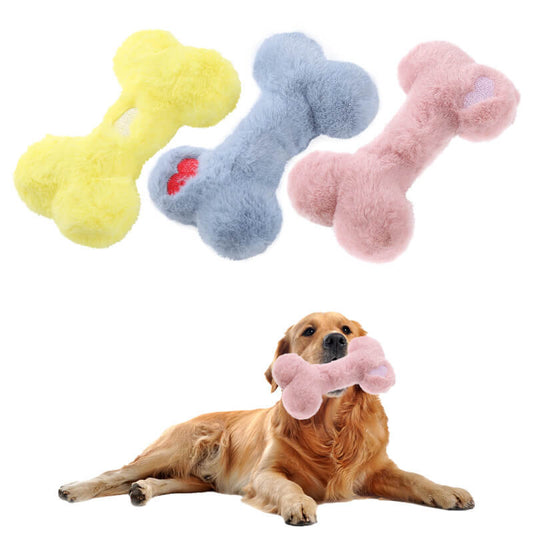 Bone Squeaky Plush Toy Dog Chew Toy